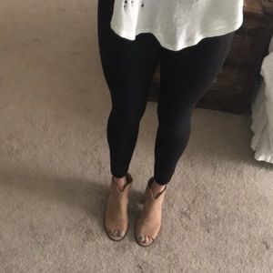 Nude suede cut out bootie.